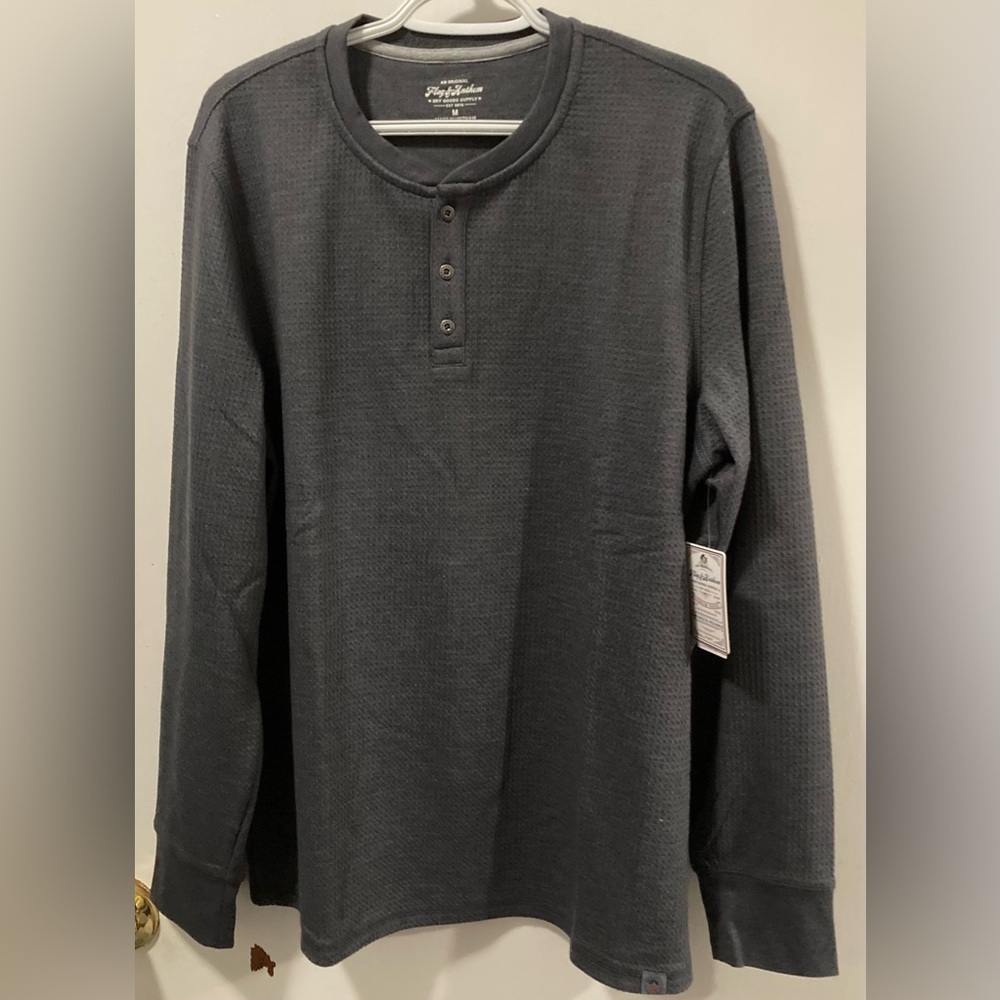 Flag & Anthem Men's Charcoal Heather Henley Shirt Long Sleeve Size Medium M NWT